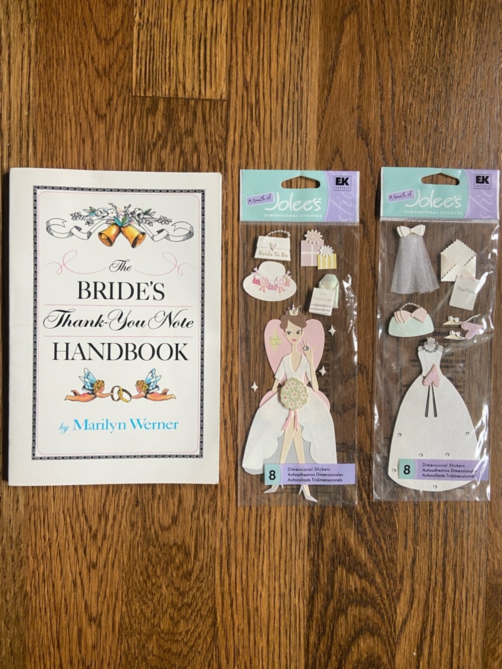 Bride Thank-You Handbook + Wedding Dress Sticker Sets - White, Pink, Gold